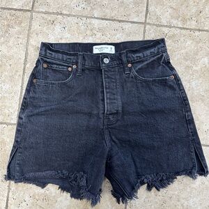 Abercrombie & Fitch Black Jean Shorts The Dad Short High Rise